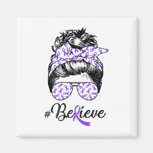 Heimerheimer's Awareness Messy Bun Warrior Believe Magnet