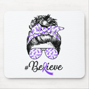 Heimerheimer's Awareness Messy Bun Warrior Believe Mouse Pad