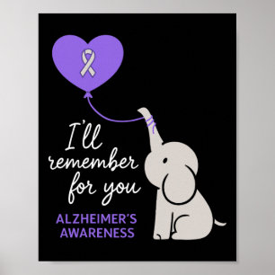 Heimerheimer's Awareness Purple Elephant I'll Reme Poster