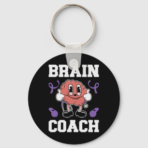 Heimerheimer's Awareness Ribbon Purple Brain Coach Key Ring