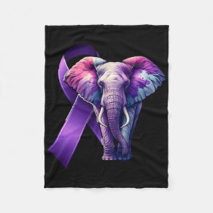 Heimerheimer's Awareness Support Purple Cute Eleph Fleece Blanket