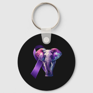 Heimerheimer's Awareness Support Purple Cute Eleph Key Ring