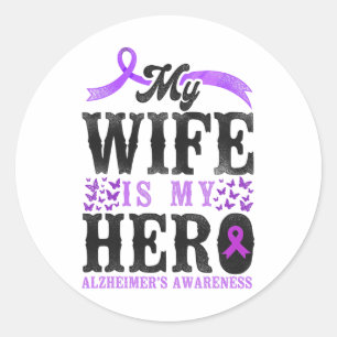 Heimerheimer's Dementia Awareness Support Wife Vin Classic Round Sticker