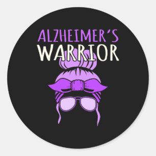 Heimerheimer's Warrior Awareness Purple Ribbon Mon Classic Round Sticker
