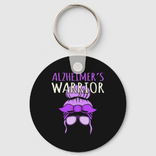 Heimerheimer's Warrior Awareness Purple Ribbon Mon Key Ring