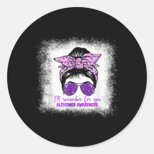 Heimers Awareness Messy Bun Purple Dementia Heimer Classic Round Sticker