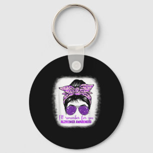Heimers Awareness Messy Bun Purple Dementia Heimer Key Ring