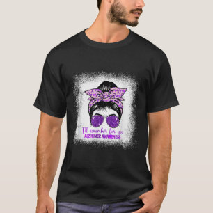 Heimers Awareness Messy Bun Purple Dementia Heimer T-Shirt