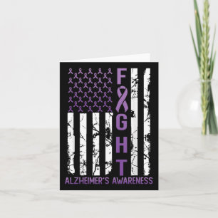 Heimers Awareness Month Day Usa Flag Ribbon Purple Card