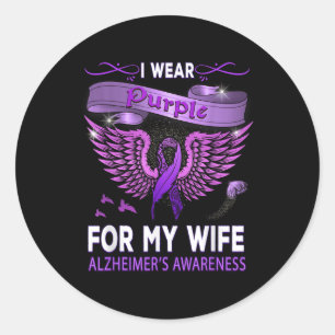 Heimers Awareness Products I Wear Purple For My Wi Classic Round Sticker