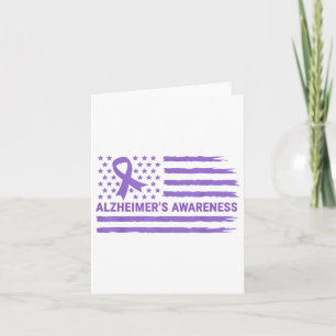 Heimers Awareness Purple Ribbon American Flag Deme Card
