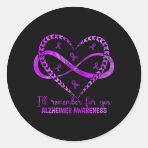 Heimers Awareness Purple Ribbon Dementia Mum Dad G Classic Round Sticker