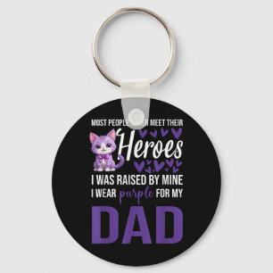 Heimers Awareness Shirt Cat Purple Ribbon Dad Heim Key Ring