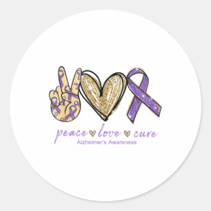 Heimers Awareness-shirt Peace Love Cure Women Mum  Classic Round Sticker