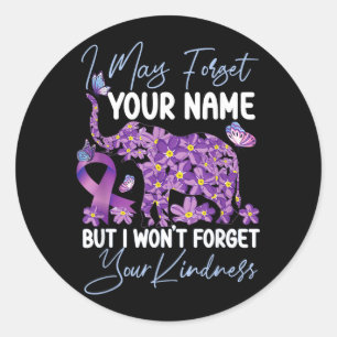 Heimers Dementia Awareness Support Elephant May Classic Round Sticker