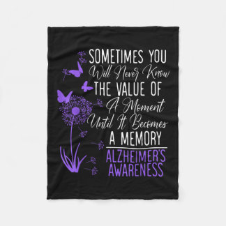 Heimers Disease Awareness Dementia I Wear Purple  Fleece Blanket