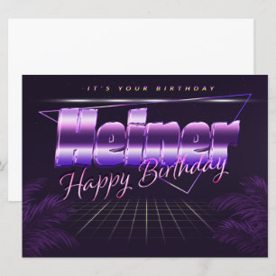 Heiner Name Vorname lila retro Karte Geburtstag Card