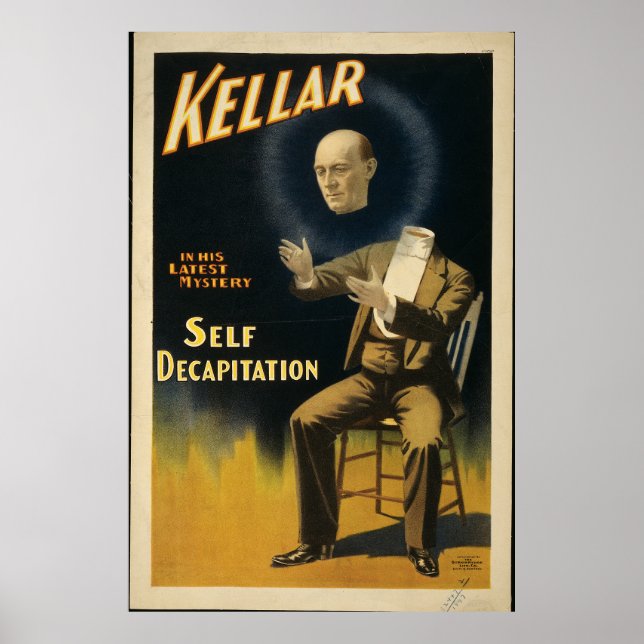 Heinrich Keller "Loses His Head" Magic Poster (Front)