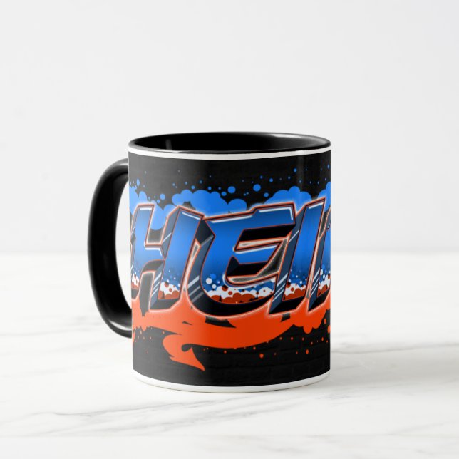 Heinz first name last name graffiti blue orange cu mug (Front Left)
