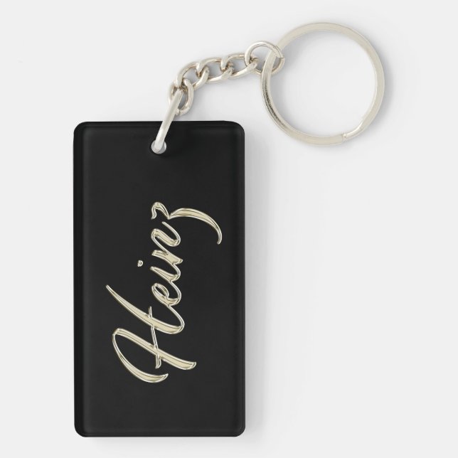 Heinz Name whitegold key trailer Key Ring (Back)