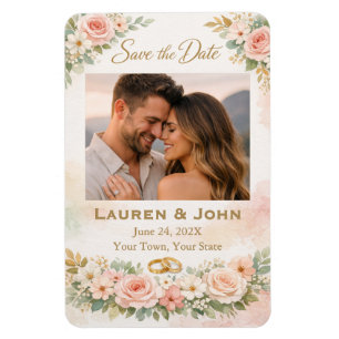 Heirloom Blooms Photo Save The Date Wedding Magnet