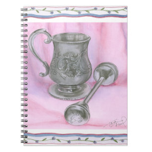 Heirloom Cup & Rattle on Purple Background Notebook