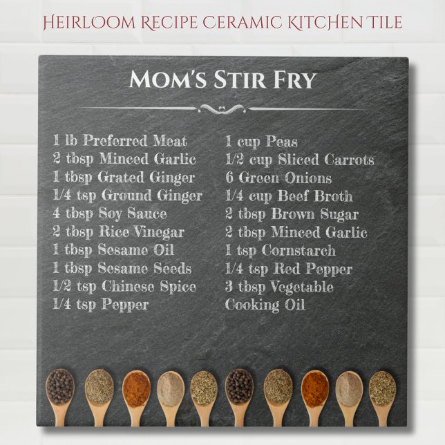 Heirloom Family Recipe Ingredients List Kitchen Ceramic Tile (Heirloom Family Recipe Ingredients List Kitchen Tile)