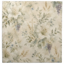 Heirloom Floral Cloth Napkins - Watercolor Botanic