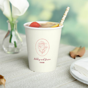 Heirloom Garden Classic Floral Rose Wedding Paper Cups