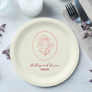 Heirloom Garden Classic Floral Rose Wedding Paper Plate