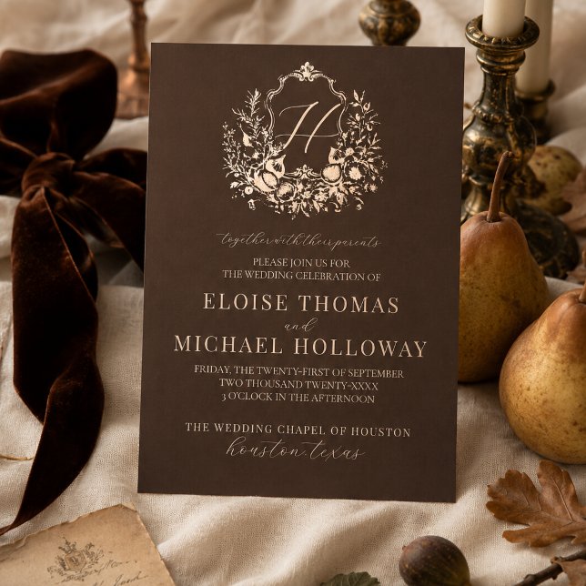 Heirloom Harvest Crest Fall Wedding Invitation (Heirloom Harvest Crest Fall Wedding Invitation Foil Invitation)
