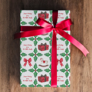 Heirloom Holly Patchwork Custom Christmas Holiday Wrapping Paper