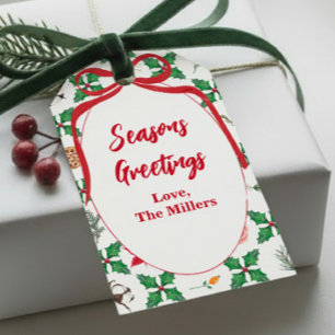 Heirloom Holly Personalised Seasons Greetings Gift Tags