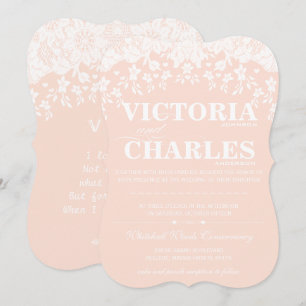 Heirloom Lace Rustic Barn Vintage Pink Wedding Invitation
