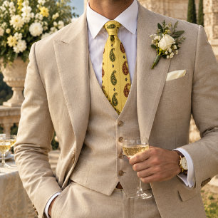 Heirloom Paisley Butter Yellow & Burgundy Tie