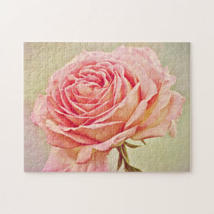 Heirloom Pink Rose Flower Puzzle