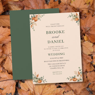 Heirloom Pumpkin Eucalyptus Wedding Invitation