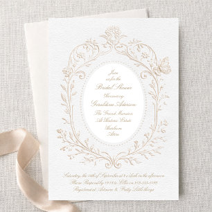 Heirloom Rococo Botanical Frame Bridal Shower Invitation