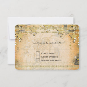 Heirloom Rose Gold Wedding Under the Stars RSVP Card