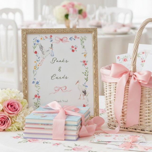 Heirloom Rose & Ribbon Stork Books and Cards Poster (Creator Uploaded)