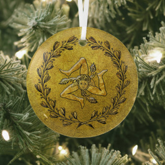 Heirloom Sicilian Trinacria Gold  Glass Tree Decoration