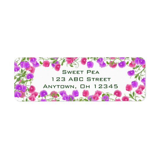 Heirloom Sweet Pea Flowers Label Return Address Label