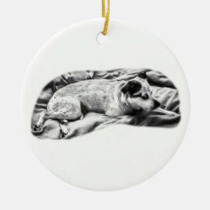 Heirloom Terrier, Resting and Ready Ceramic Ornament