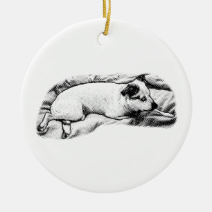 Heirloom Terrier with Starry Dots Ceramic Ornament