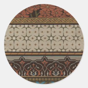 Heirloom Textile with Decorative Patterns Classic Round Sticker