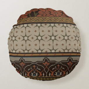 Heirloom Textile with Decorative Patterns Round Cushion
