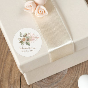 Heirloom Vintage Ivory Rose Watercolor Wedding Classic Round Sticker