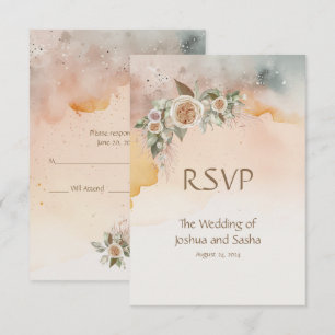 Heirloom Vintage Ivory Rose Watercolor Wedding RSVP Card