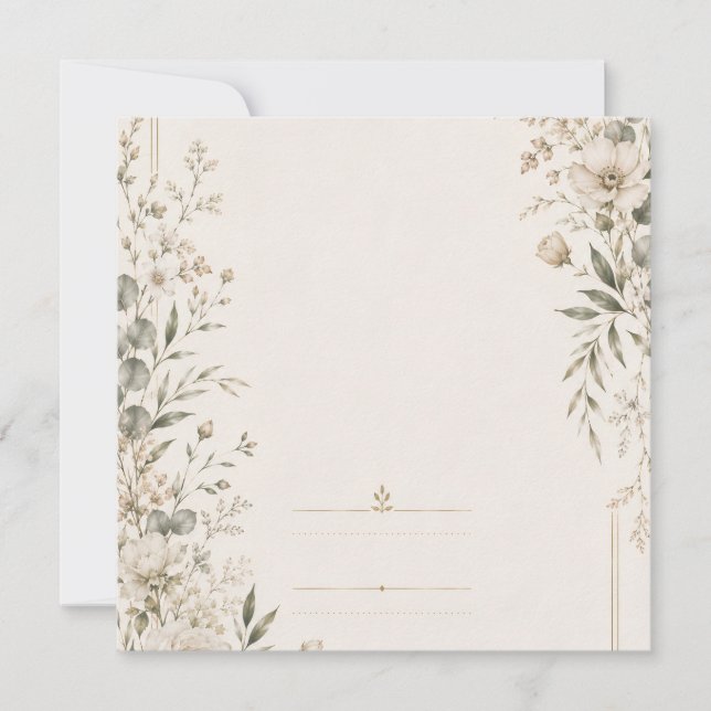 Heirloom Wedding Invitation with Refined Botanical (Front)
