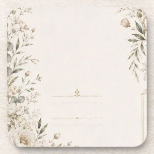 Heirloom Wedding Invitation with Refined Botanical Coaster